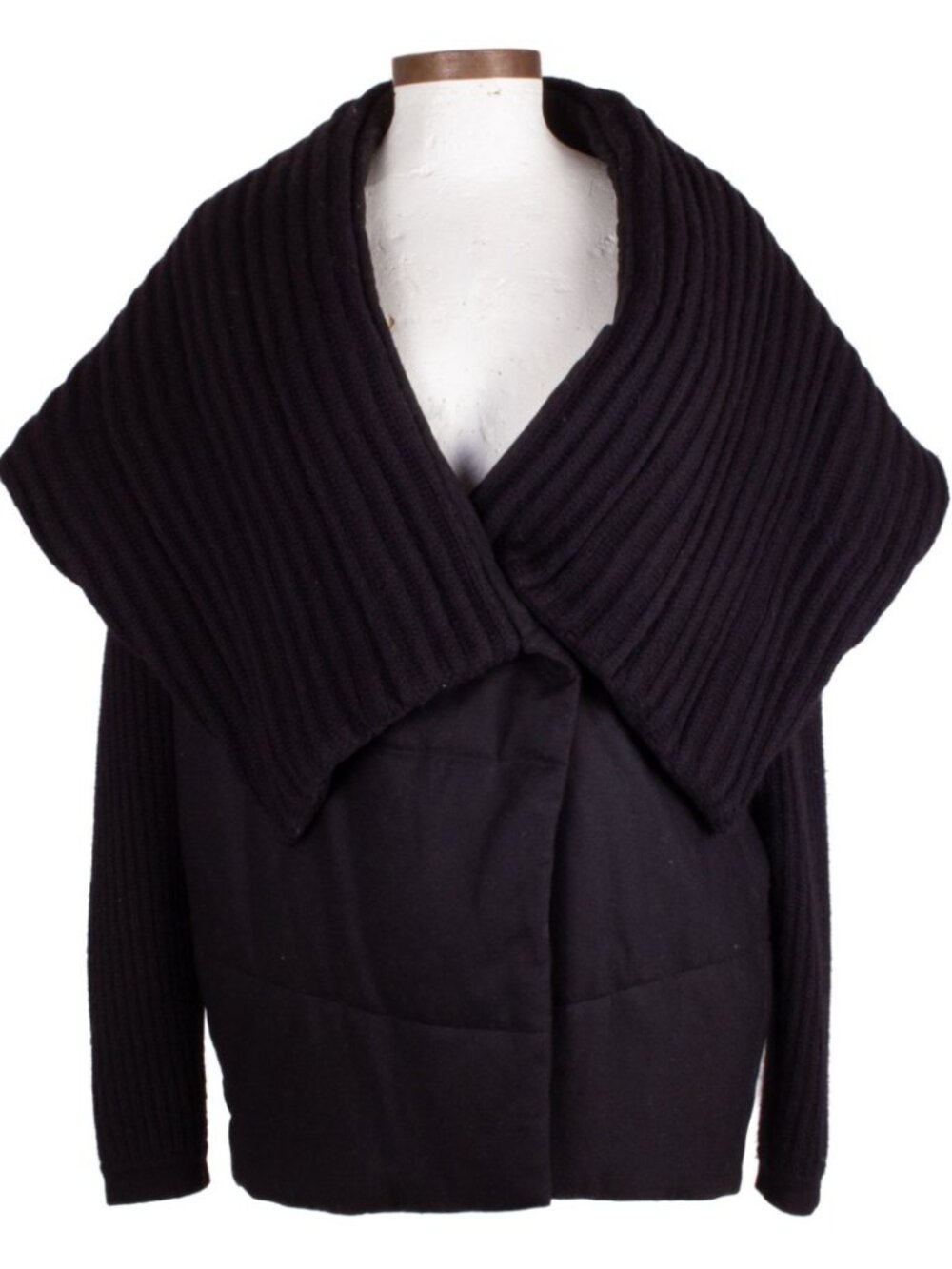 TSE BLACK CASHMERE WIDE COLLAR PADDED JACKET COAT